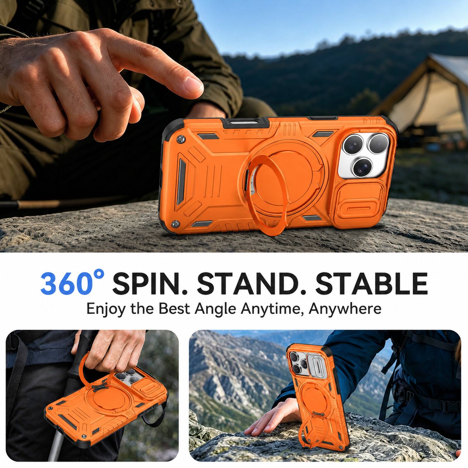 Dteck For Apple iPhone 18 Pro Rugged Case with Camera Sliding Lens ...