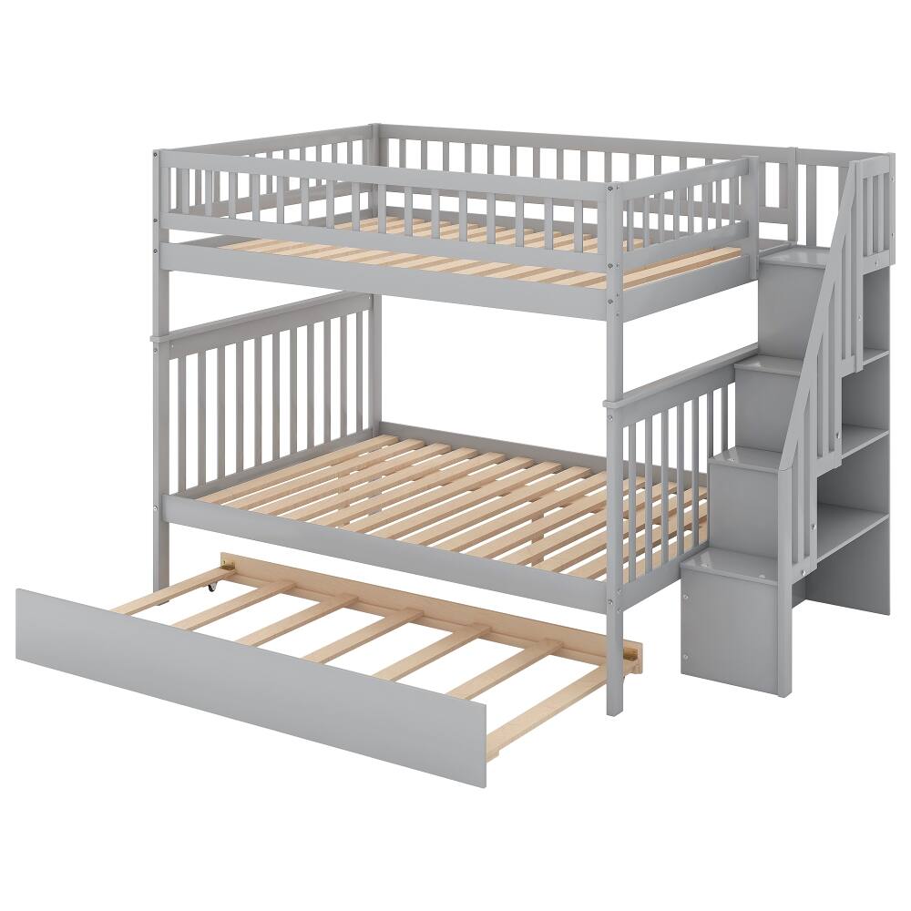 Alt View 7. Loheer - Loheer Full Over Full Bunk Bed with Trundle and Stairs Gray - Gray.