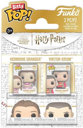 Bitty POP!
Funko
2 PC/PZ
VINYL FIGURES
FIGURINES EN VINYLE
FIGURAS DE VINIL
3+
WIZARDING WORLD
Harry Potter
HERMIONE GRANGER™
VIKTOR KRUM™
WARNING: CHOKING HAZARD.
ATTENTION: DANGER DE TOUFFEMENT.
ADVERTENCIA: PELIGRO DE ASFIXIA.
Small parts. Not suitable for children under 36 months.
Petites pièces. Ne convient pas aux enfants de moins de 36 mois.
Partes pequeñas. No es adecuado para niños menores de 36 meses.