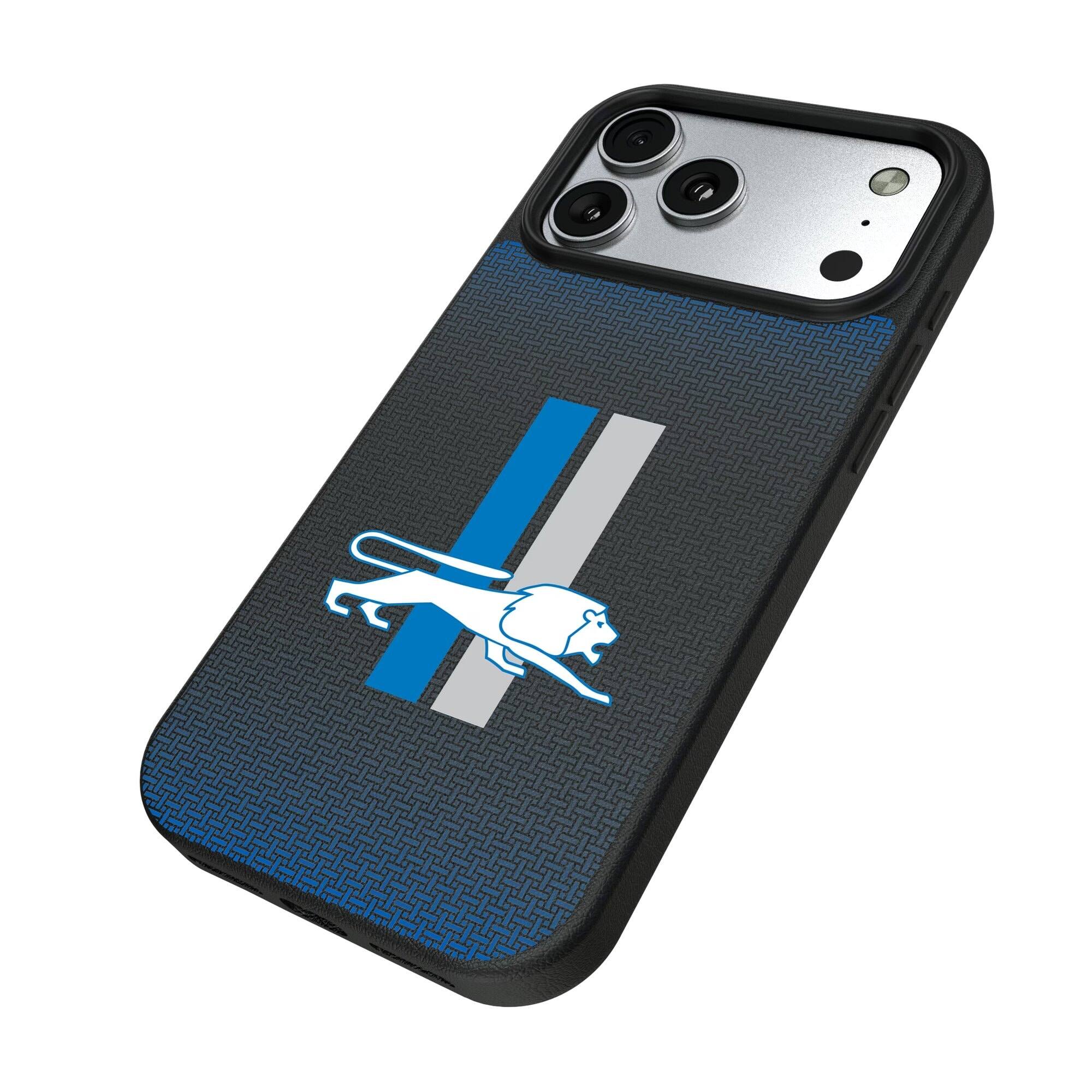 Alt View 1. Keyscaper - Detroit Lions Linen Logo iPhone Magnetic Bump Case - 15 - Black.
