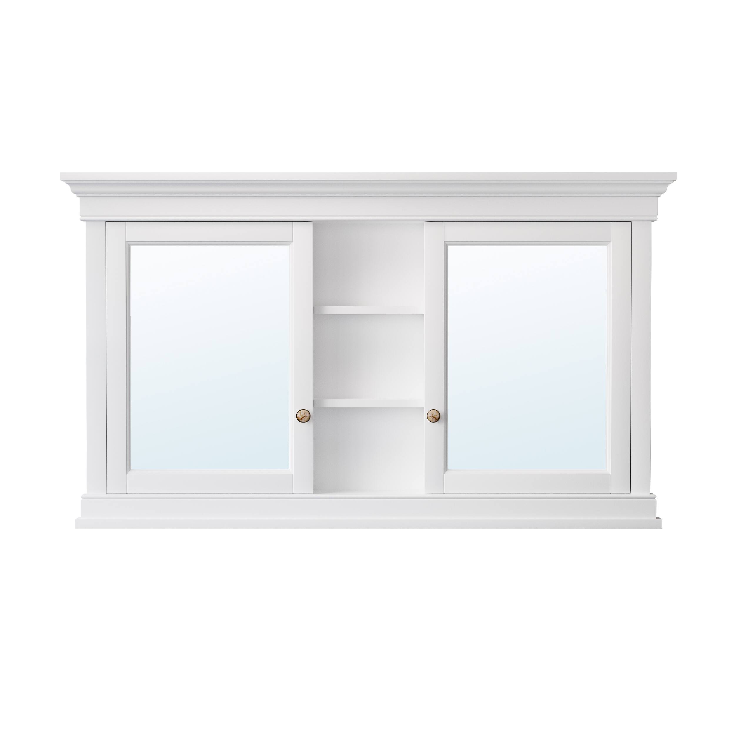Alt View 7. WELLFOR - 55-Inch W x 32-Inch H Recessed Solid Rubberwood Medicine Cabinet with Mirrored Door - White.