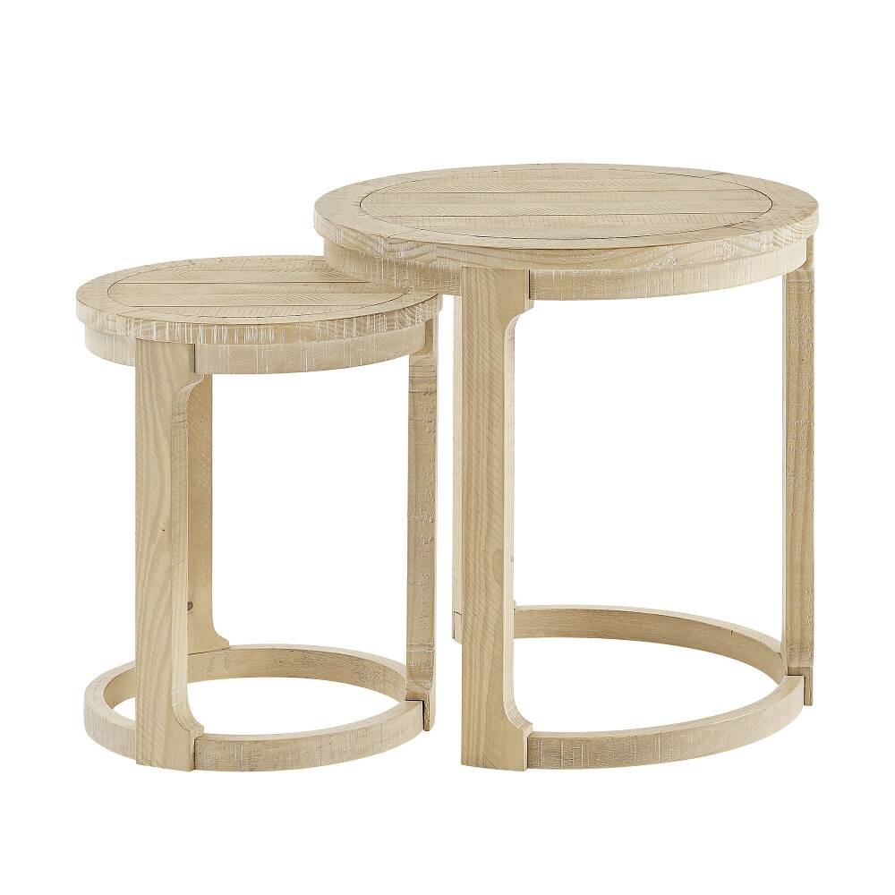 Angle. Loheer - Loheer 24 Inch Wooden Coffee Table Set Mid Century Side Table - Oak.