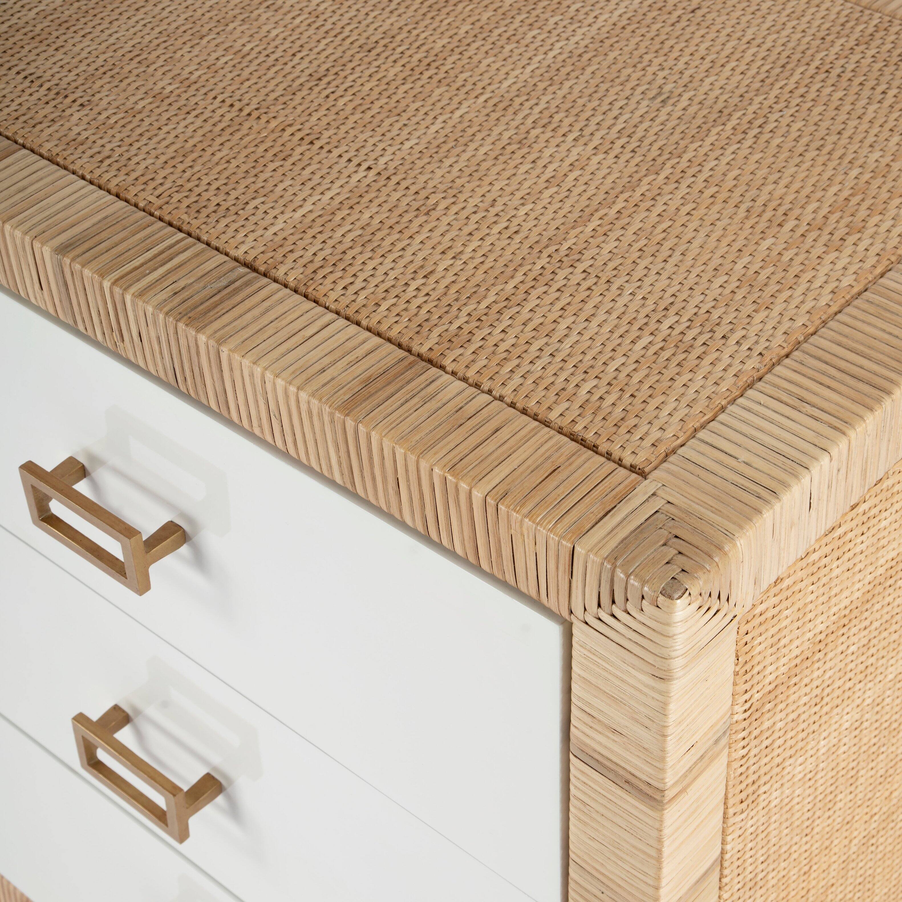 Alt View 1. Butler Specialty - Corfu 44 in. W Rectangular Rattan 6 Drawer Double Dresser - Natural and White.