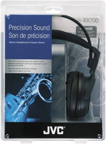 Precision Sound  
Son de précision  

Stereo Headphones/Casque Stereo  

RING PORT reproduces high-quality dynamic sound  
ORIFICES DISPOSES EN CERCLES reproduisant un son dynamique de qualité  

Wide head pad for comfortable listening  
Large rembourrage du siège oreille  

JVC