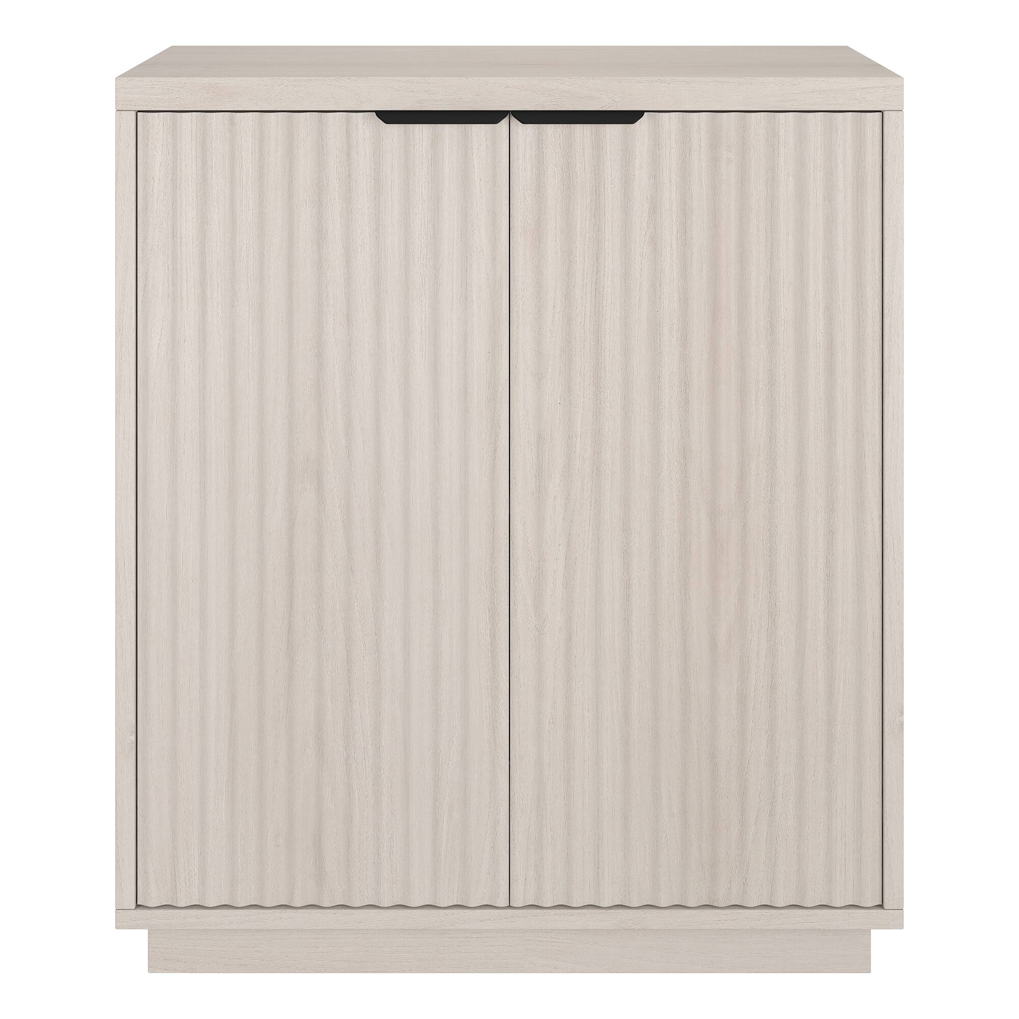 Angle. Hudson&Canal - Mansfield 28" Wide Rectangular Fluted Accent Cabinet - White.