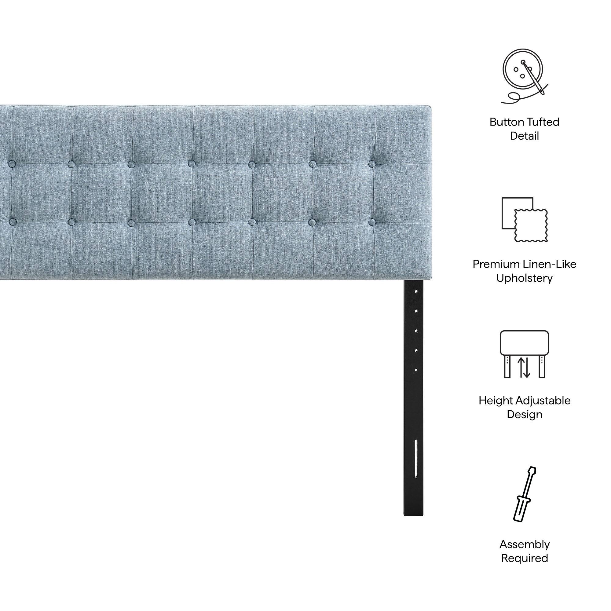 - Button Tufted Detail
- Premium Linen-Like Upholstery
- Height Adjustable Design
- Assembly Required
