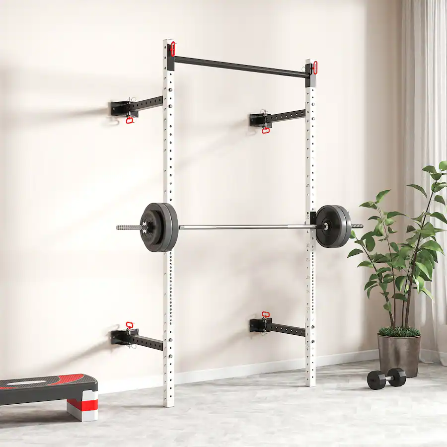 Soozier Folding Squat Rack with Adjustable Pull Up Bar, 1000 Pounds ...