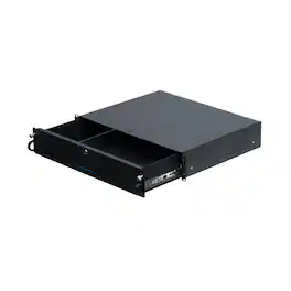 RackSolutions - 2U Lockable Rackmount Drawers 14in Depth - Black