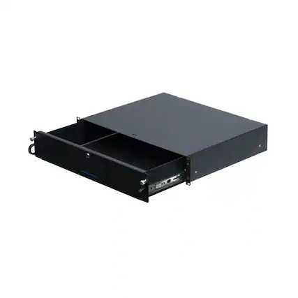 Front. RackSolutions - RackSolutions 2U Lockable Rackmount Drawers 14in Depth - Black.