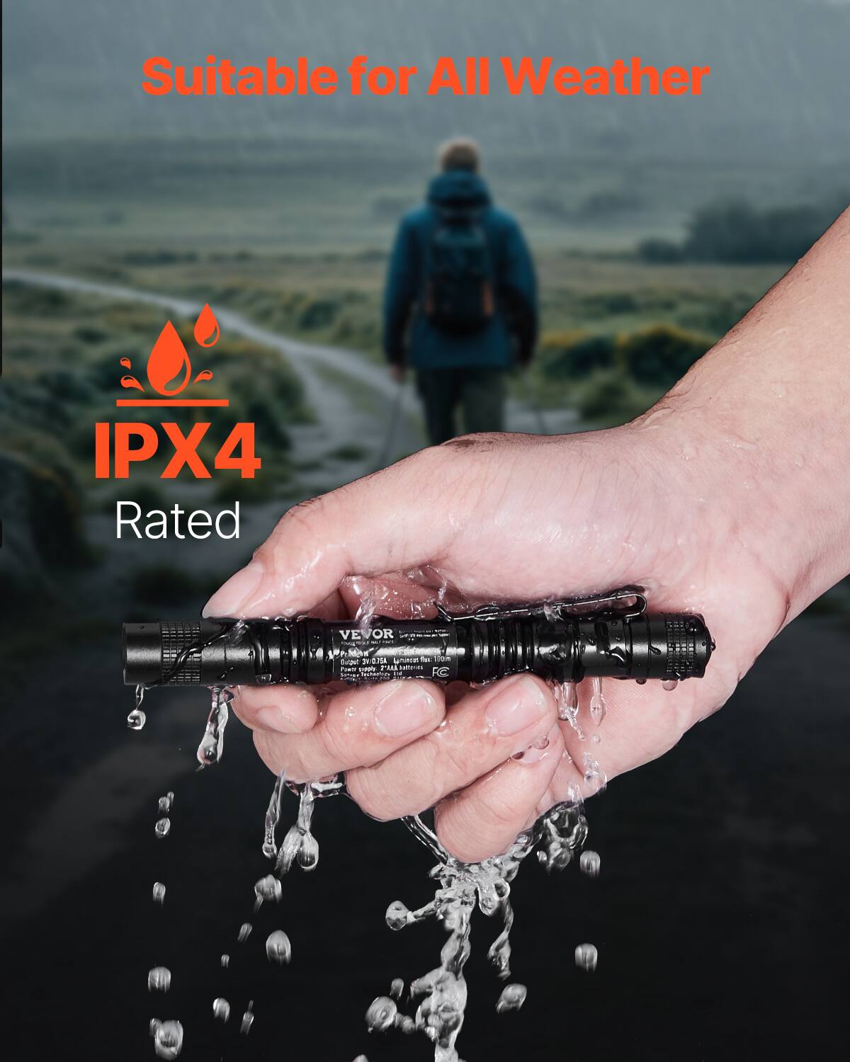 Suitable for All Weather  
IPX4 Rated