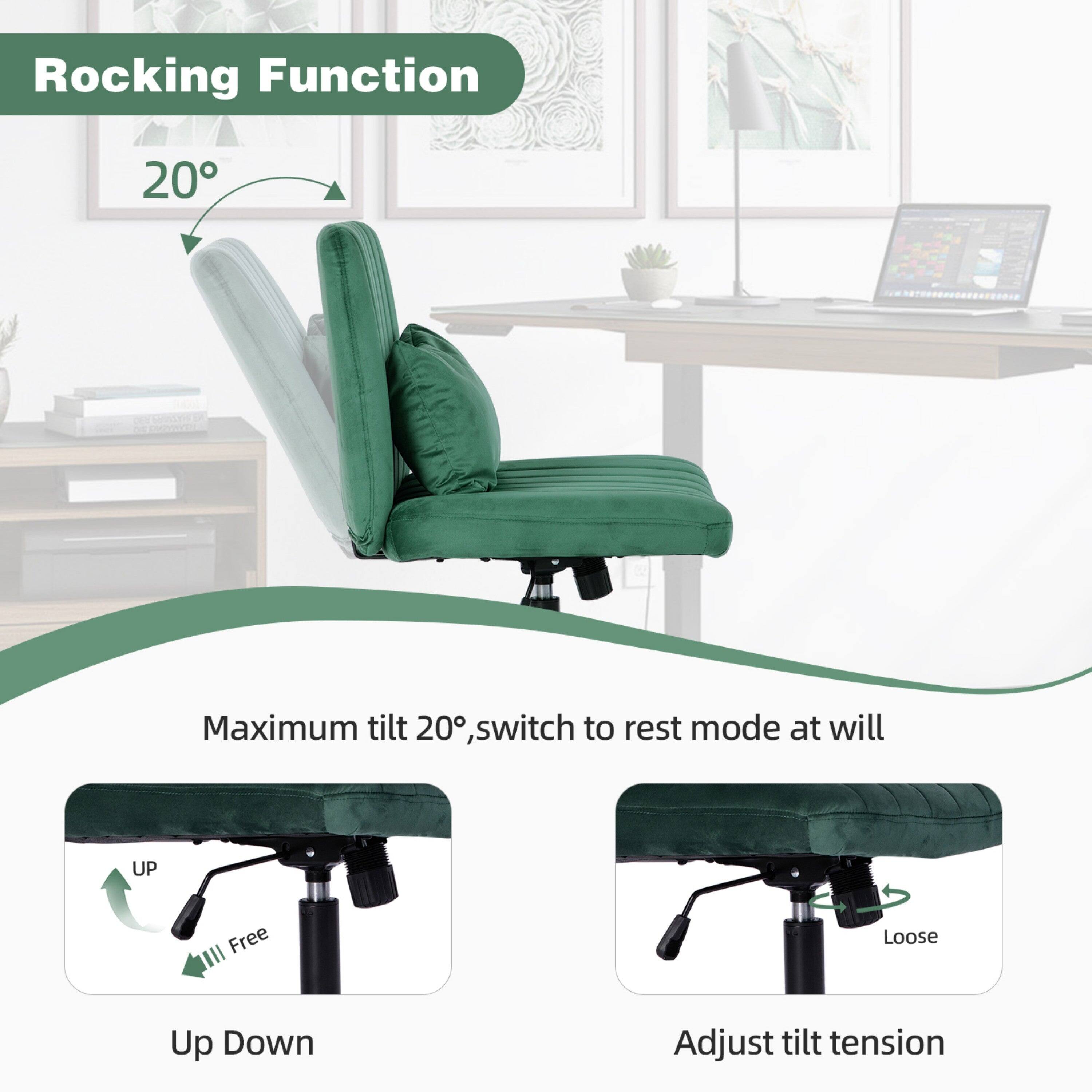 Rocking Function  
20°  

Maximum tilt 20°, switch to rest mode at will  

Up Down  
Adjust tilt tension