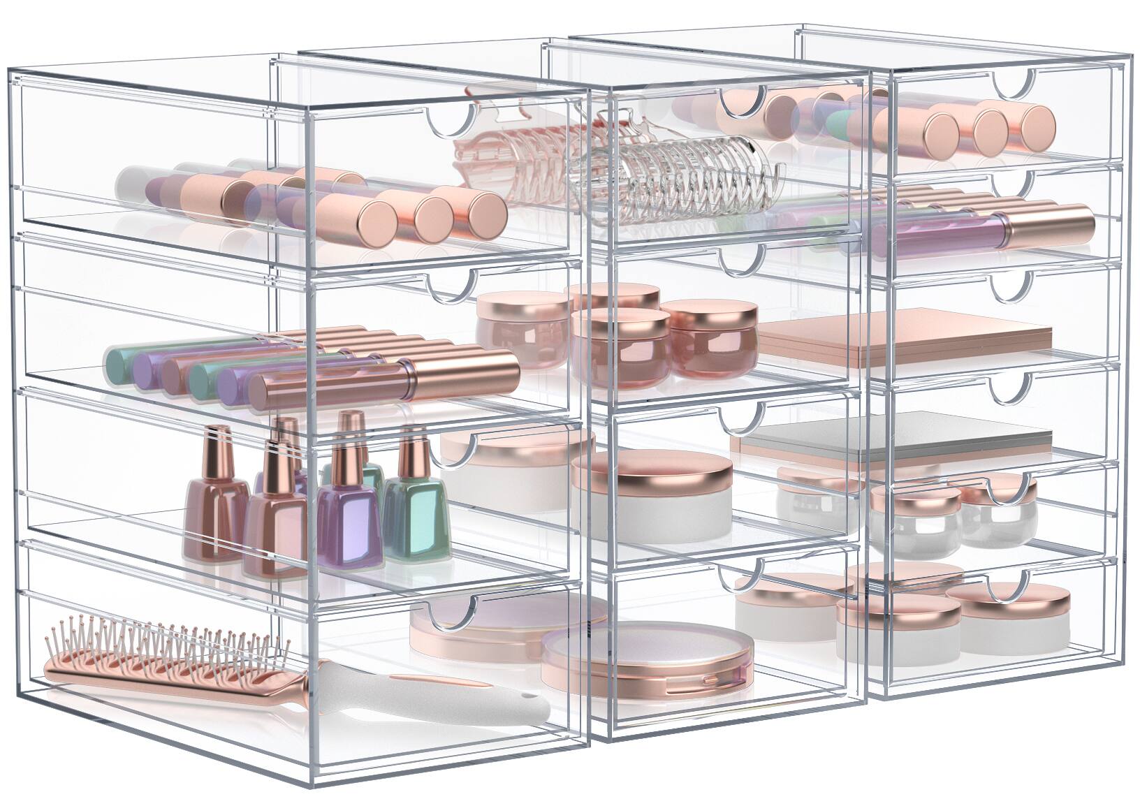 Front. Sorbus - Sorbus 14 Drawers Acrylic Organizer for Makeup, Organization and Storage, Art Supplies, Jewelry,- 3 Pcs Clear - Clear.