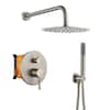 Front. Boyel Living - 1-Spray 10 in. Round Wall Mount Fixed and Handheld Shower Head 1.8 GPM with Pressure Balance Valve in Brushed Nickel - Brushed Nickel.