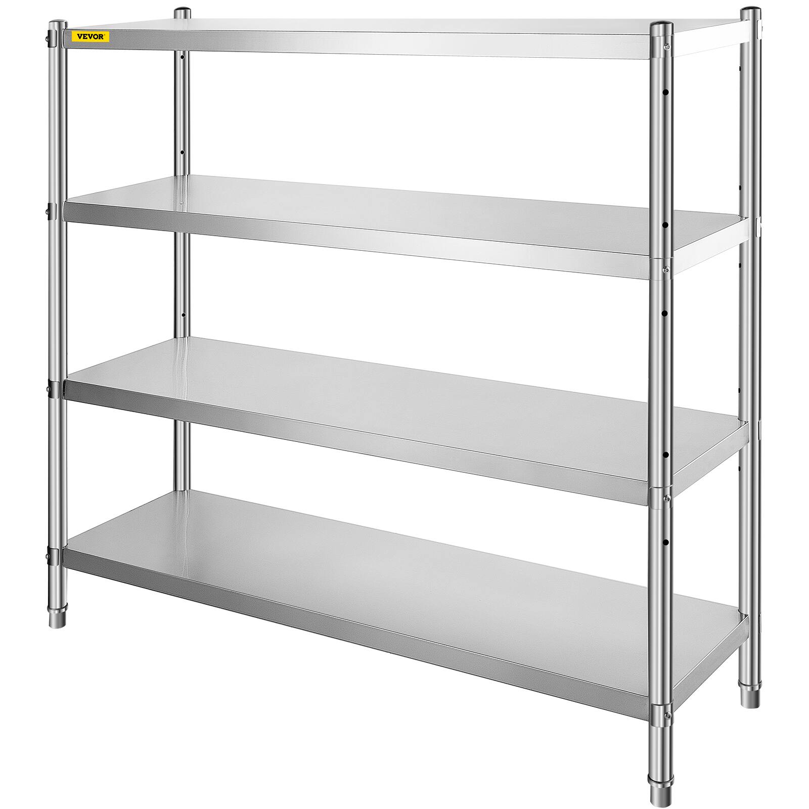 Alt View 5. VEVOR - Stainless Steel Shelving 60x18.5 Inch 4 Tier Adjustable Shelf Storage Unit Stainless Steel Heavy Duty Shelving - Silver.