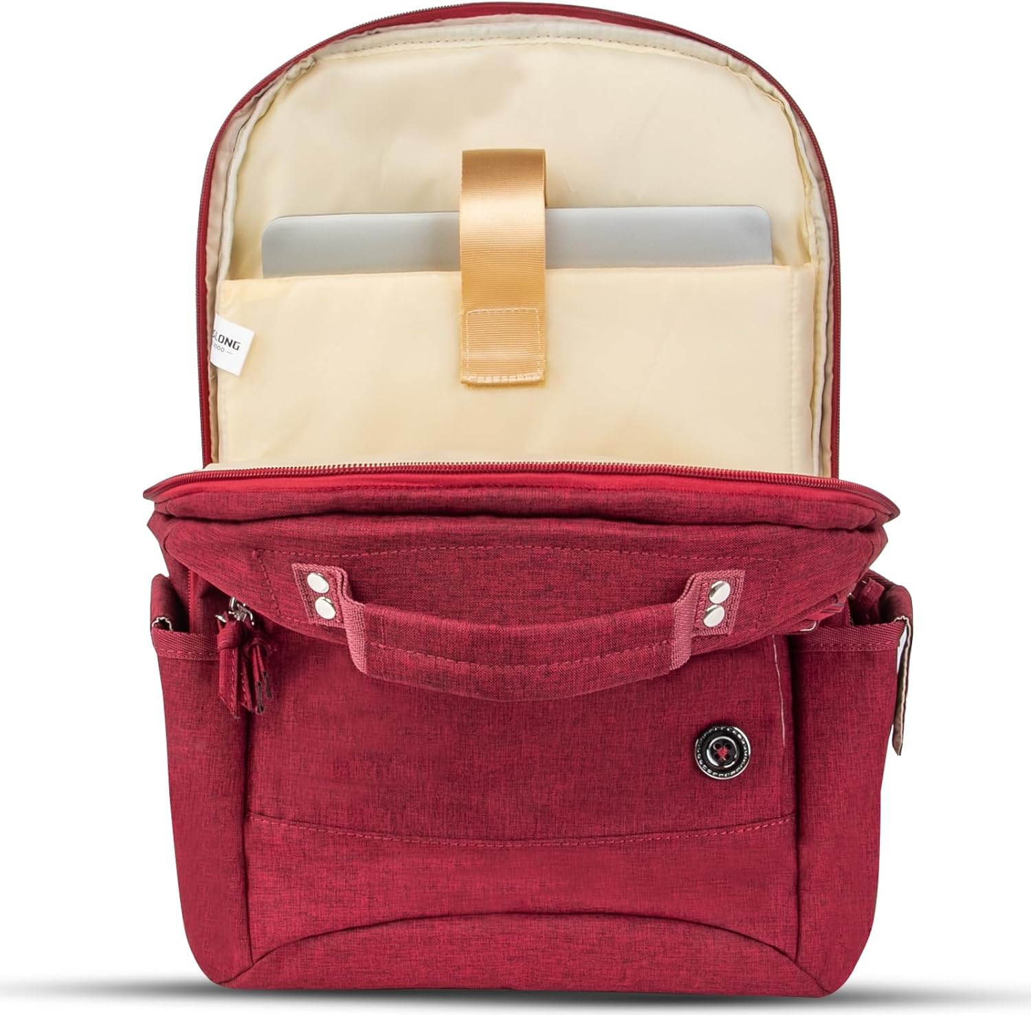 Alt View 9. Wikistore - WIKISTORE 15.6 Inch Laptop Backpack Women Stylish Buttons Water Resistant USB Port College Travel Red - Red.