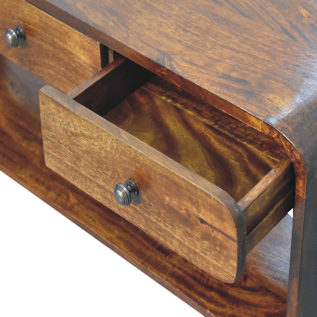 Alt View 3. Artisan Furniture - Artisan Furniture Solid Wood Aspen Slim Media Unit, 3 Drawers, 1 Open Slot, Dark Brown - Brown.