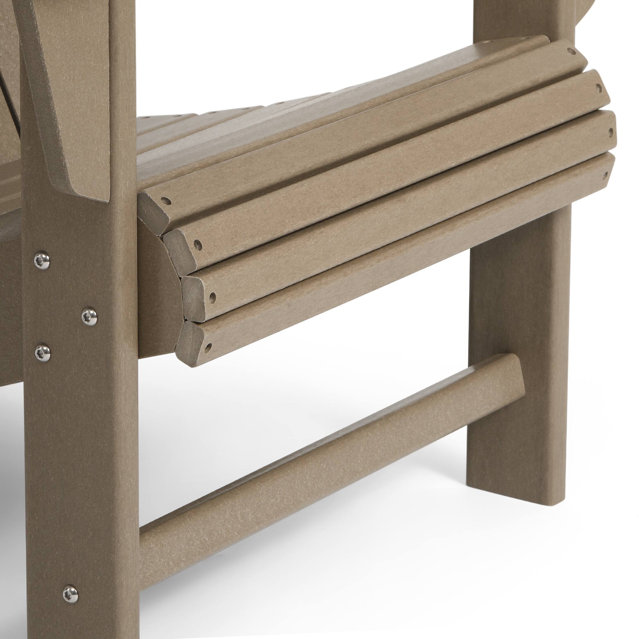 Alt View 4. WestinTrends - WestinTrends Highland 3-Piece Adirondack Chair with Cup Holder and Folding Ottoman and Table Set - Weathered Wood.