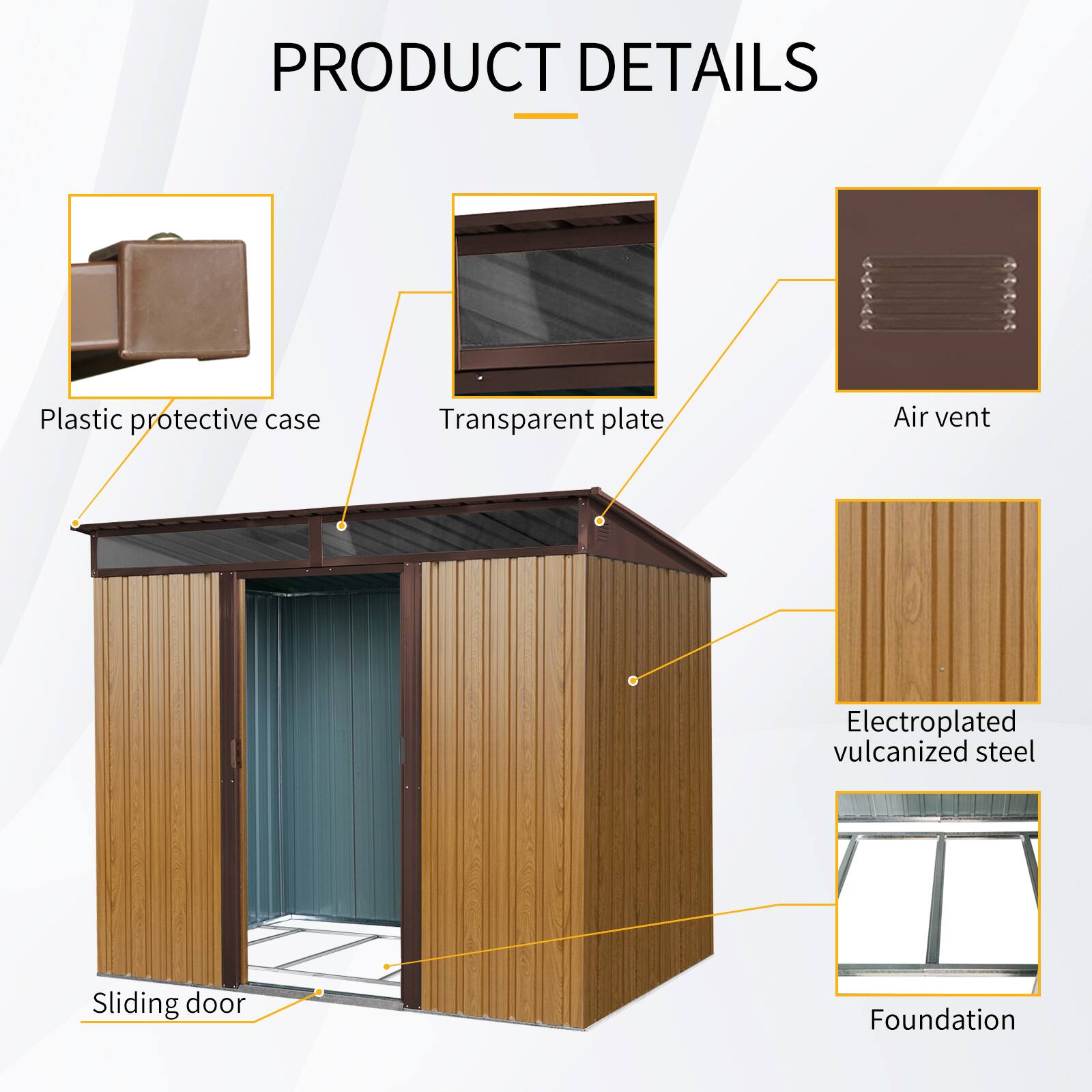 PRODUCT DETAILS  
- Plastic protective case  
- Transparent plate  
- Air vent  
- Electroplated vulcanized steel  
- Sliding door  
- Foundation