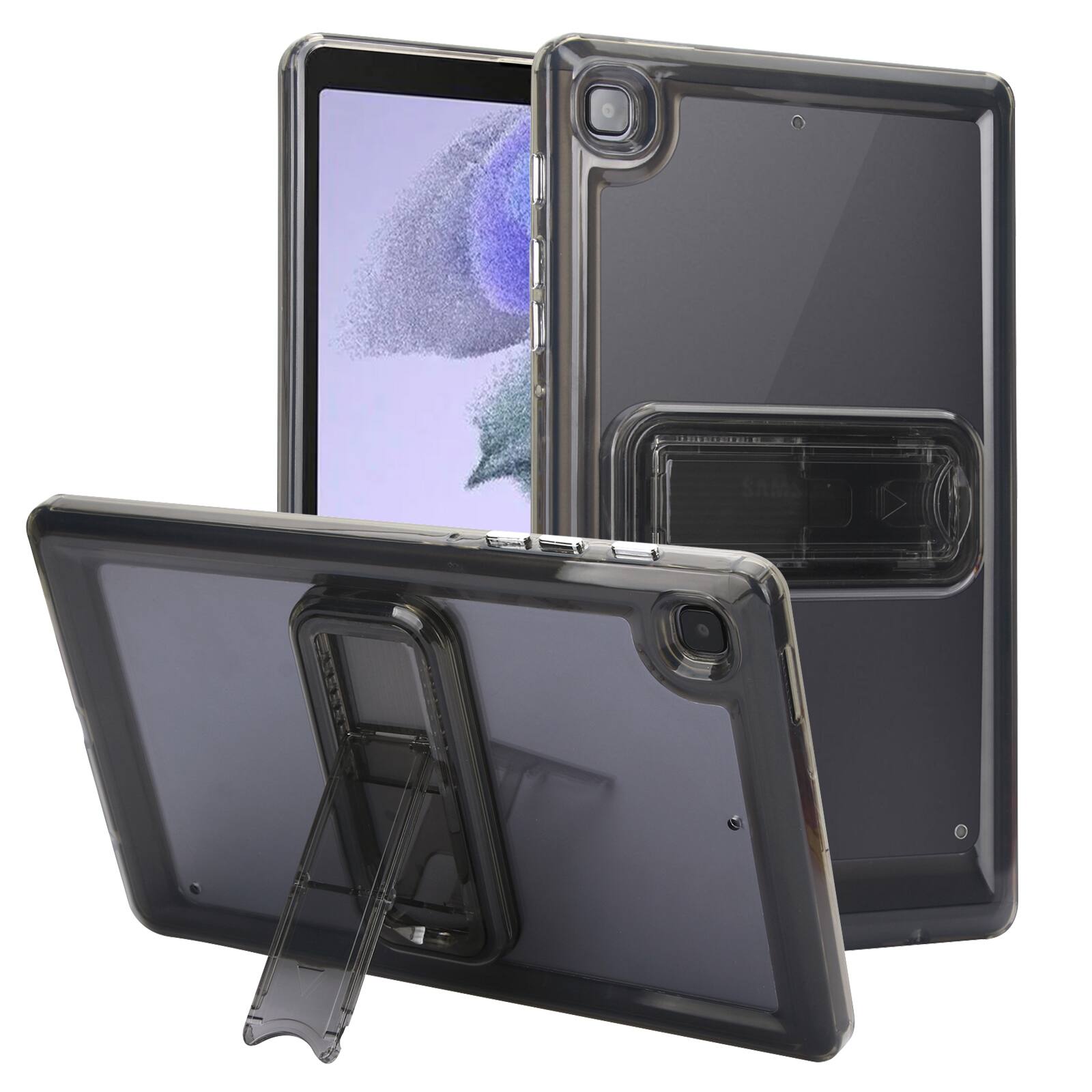 Front. Dteck - Shockproof Matte Case for Samsung Galaxy Tab A7 Lite, Rugged Protective Cover with Folding Kickstand and Raised Edges - Black.