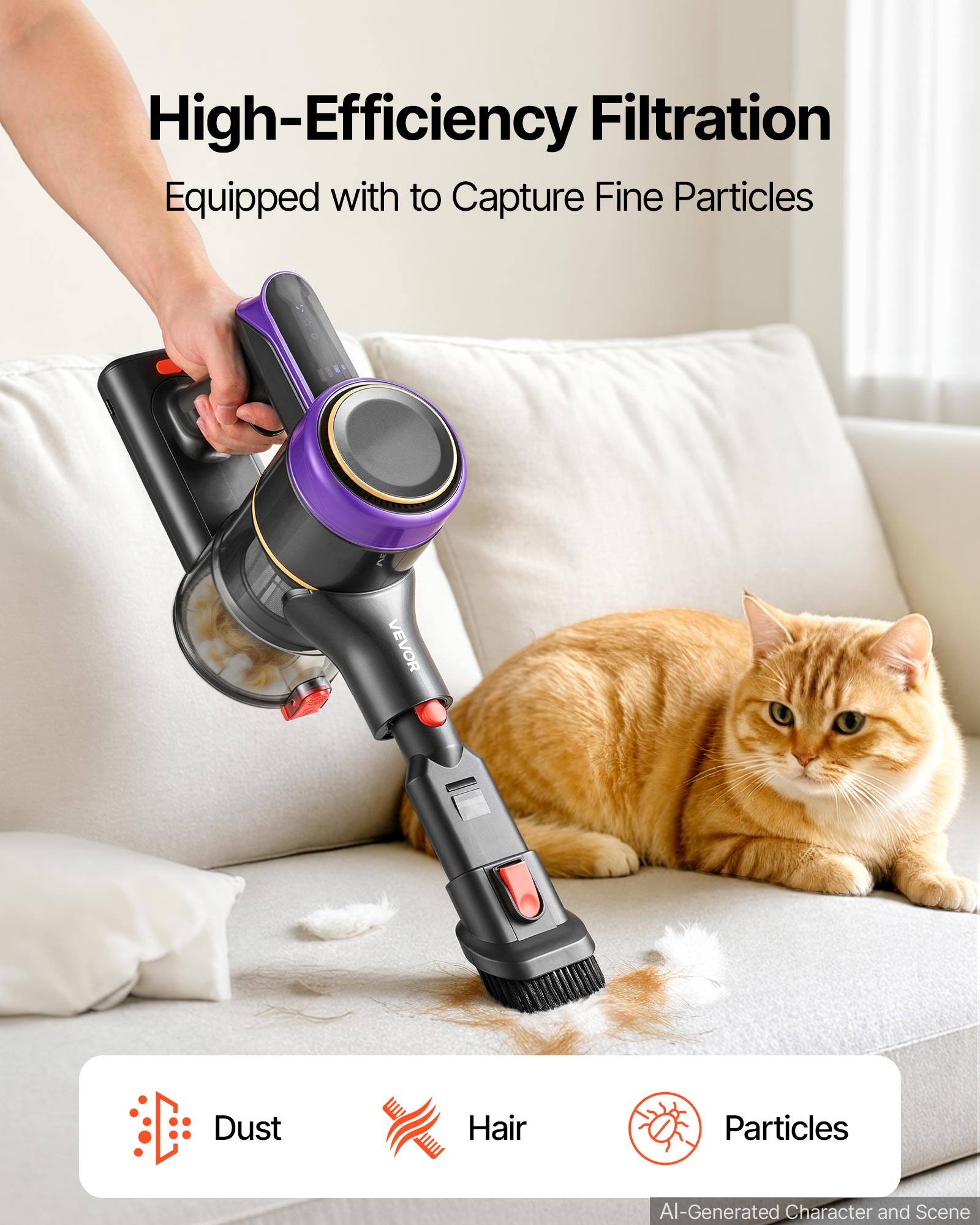 High-Efficiency Filtration Equipped with to Capture Fine Particles

VEVOR

Dust
Hair
Particles

AI-Generated Character and Scene
