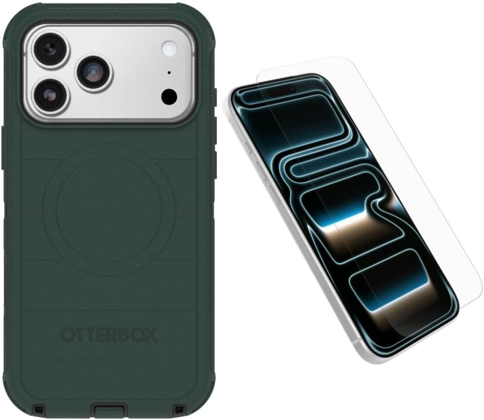 OtterBox - iPhone 17 Pro Max (Only) - Bundle: Defender Series Case & Screen Protector - Rugged - Snaps on MagSafe - Roasted Cashew Mist (Green & Black) price history on PriceWatchPro