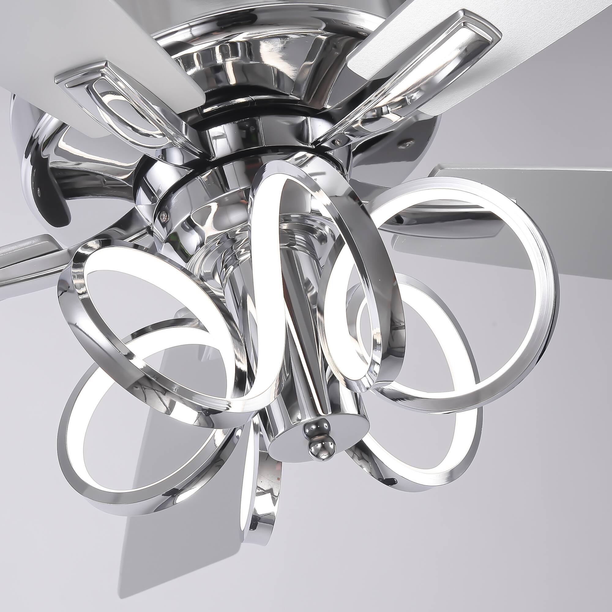 Alt View 8. Parrot Uncle - 52-inch Modern Chrome Indoor LED Ceiling Fan with Remote Control - Chrome.