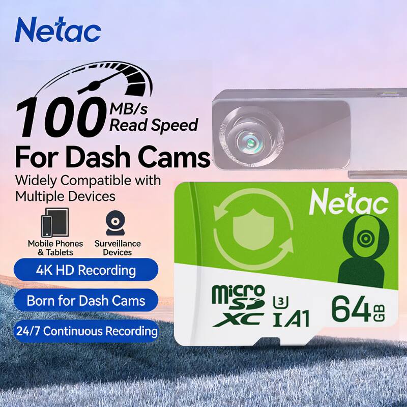 Netac 100 MB/s Read Speed For Dash Cams Widely Compatible with Multiple Devices Netac Mobile Phones Surveillance & Tablets Devices 4K HD Recording Born for Dash Cams 24/7 Continuous Recording micro SD XC IA1 64 GB