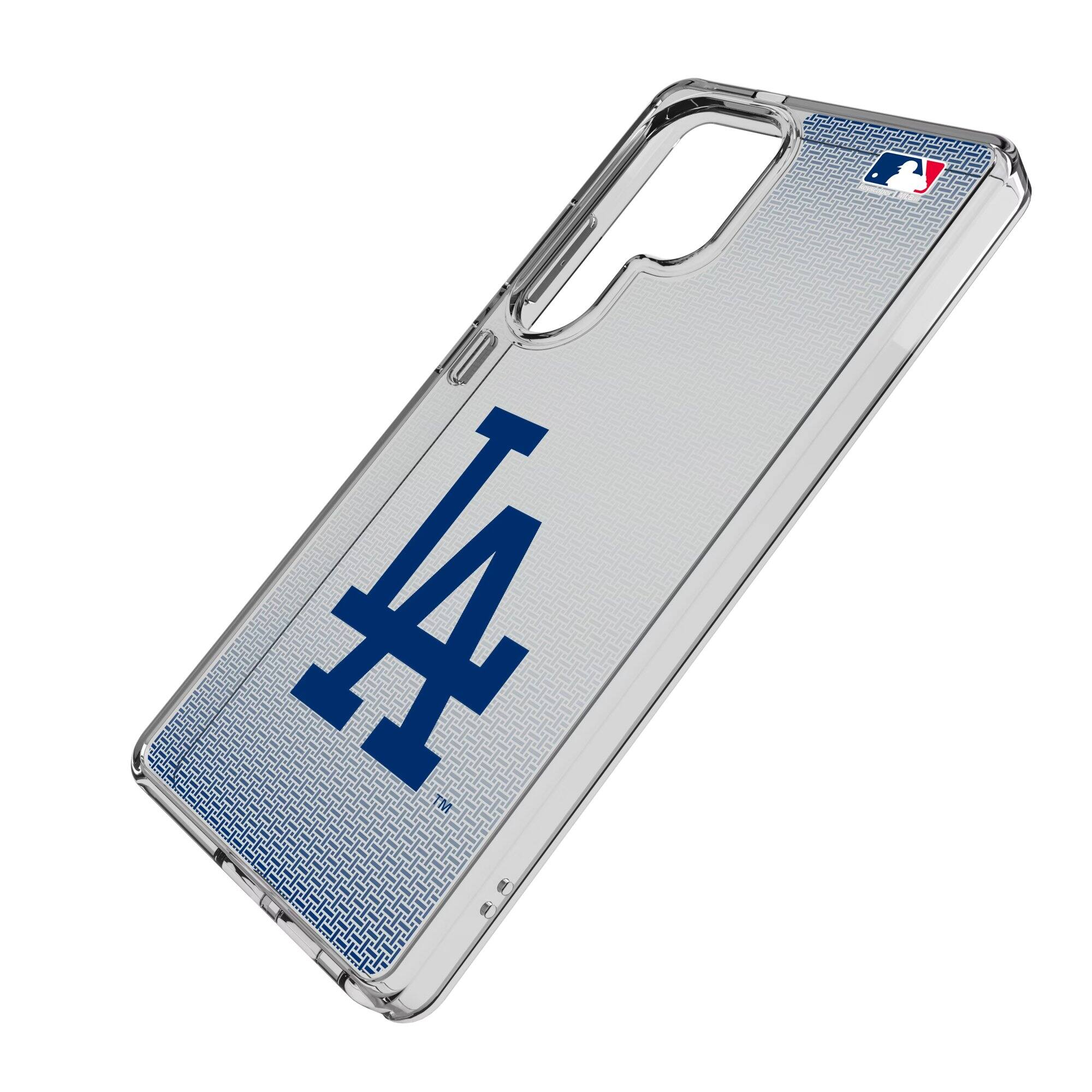 Alt View 1. Keyscaper - Los Angeles Dodgers Linen Logo Galaxy Clear Case - S23 Ultra - Multicolor.