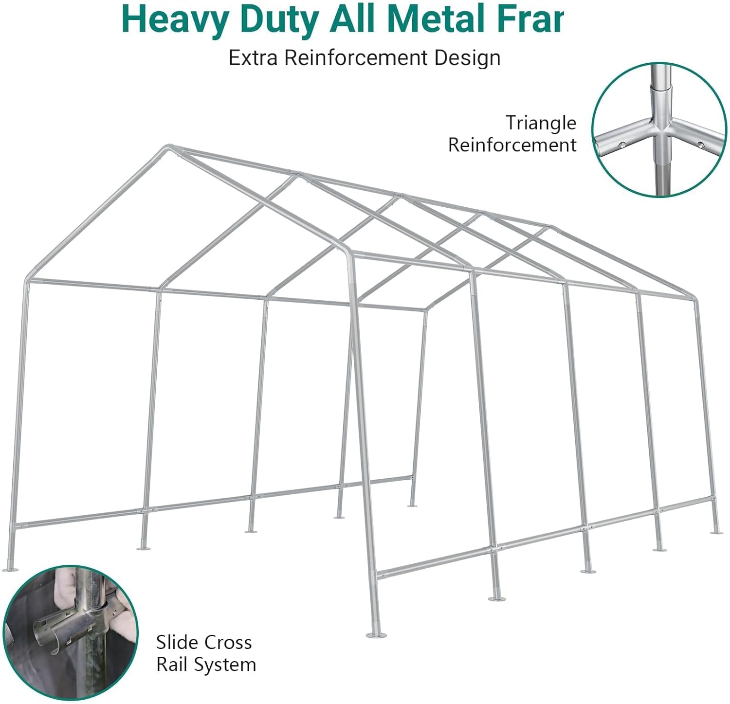 Heavy Duty All Metal Frame  
Extra Reinforcement Design  
Triangle Reinforcement  
Slide Cross Rail System
