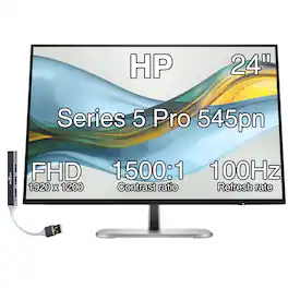 HP - Series 5 Pro 524pn 24" WUXGA IPS Monitor, Anti-Glare, Flicker Free, HDMI & DKZ Hub, Color (9D9A7AA#ABA) - Black/Silver