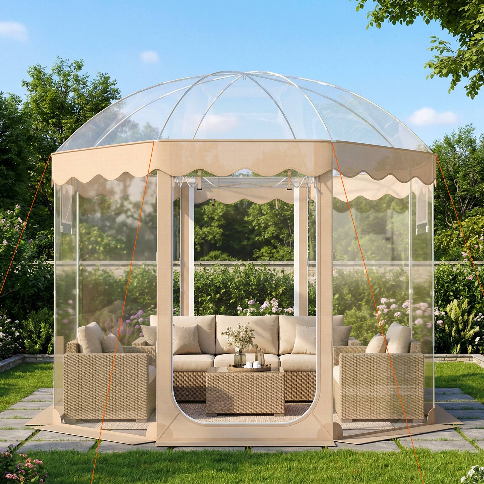 Alt View 1. Gymax - Gymax 10x10ft Pop-Up Bubble Tent for 8-10 People 540 Degree Panoramic Clear PVC For Outdoor - Multicolor.