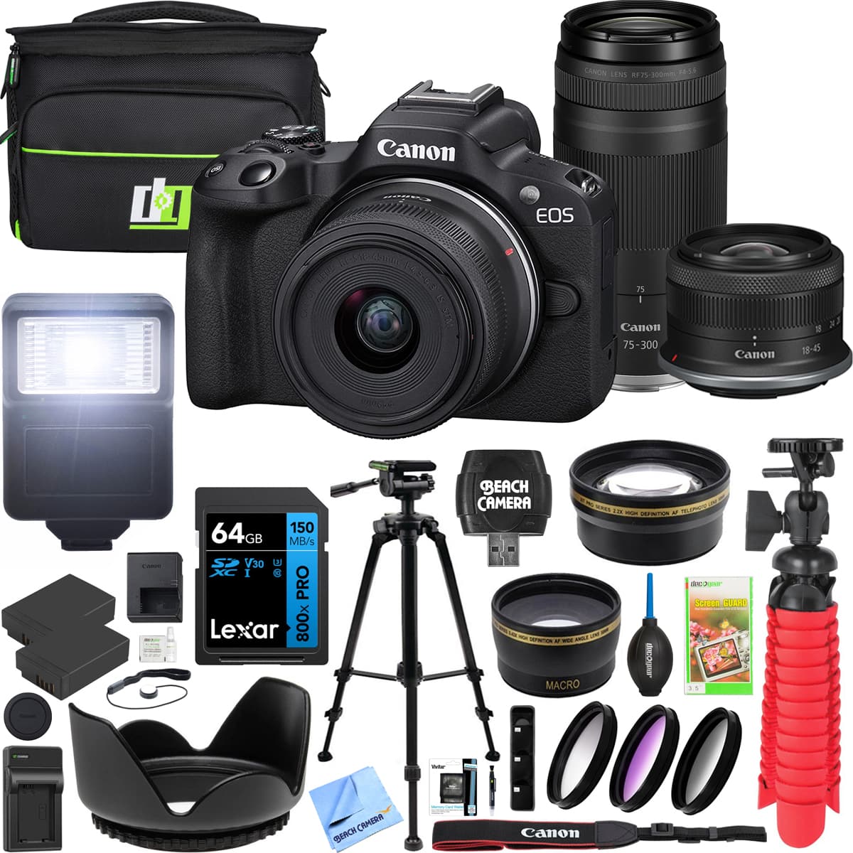 Bundle - Canon - EOS R50 Mirrorless Camera with 2 Lens Kit 18-45mm + 75-300mm Premier price history on PriceWatchPro