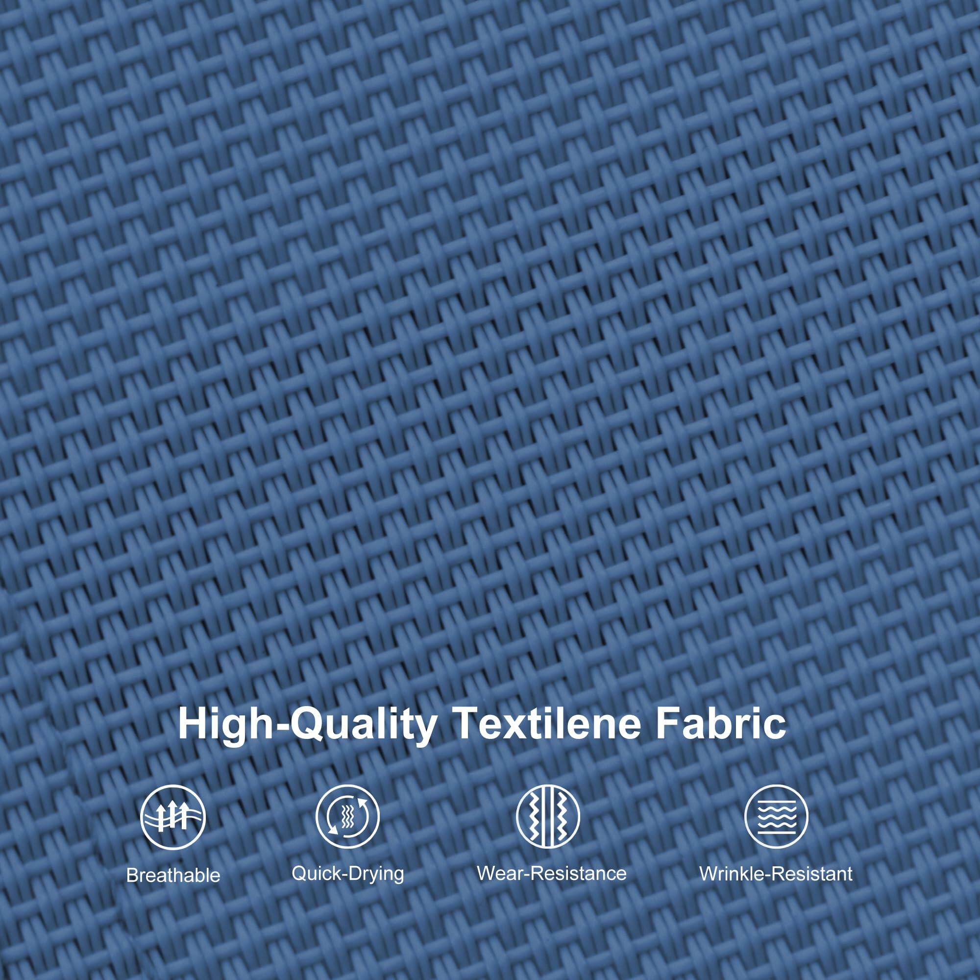 High-Quality Textilene Fabric  
Breathable  
Quick-Drying  
Wear-Resistance  
Wrinkle-Resistant