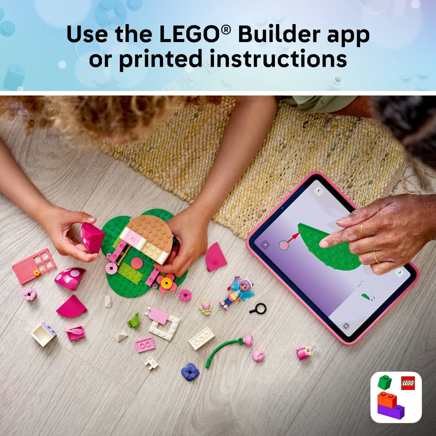 Use the LEGO® Builder app or printed instructions