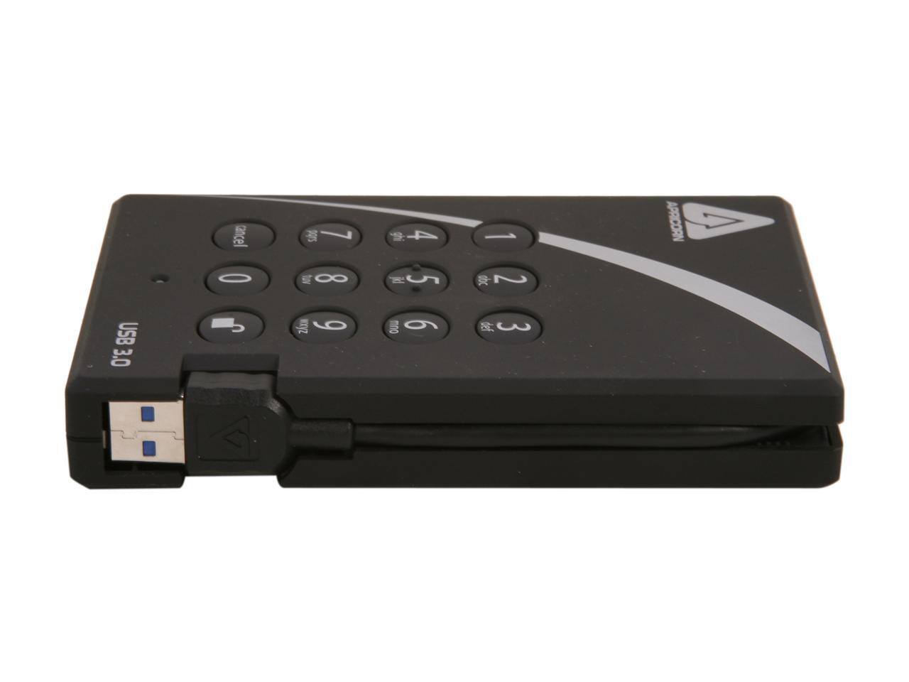 cancel sibd 7 9 4 1 APRICORN O tu 8 E 5 d 2 USB 3.0 = 6 nno 6 def 3