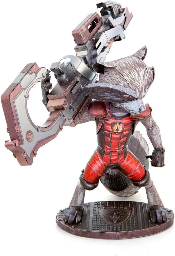 Alt View 4. Metal Earth - Metal Earth Guardians of The Galaxy Rocket The Raccoon Color 3D Metal Model Kit Fascinations - Silver.