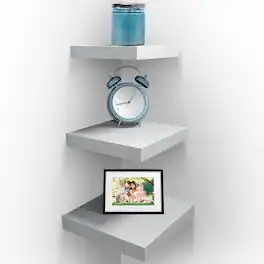 Sorbus - Wall Mount Corner Shelves, Square Hanging Wall Shelves Decoration, Perfect Trophy Display - White