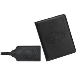 MOJO - San Francisco 49ers Leather Luggage Tag & Passport Holder Set - Black