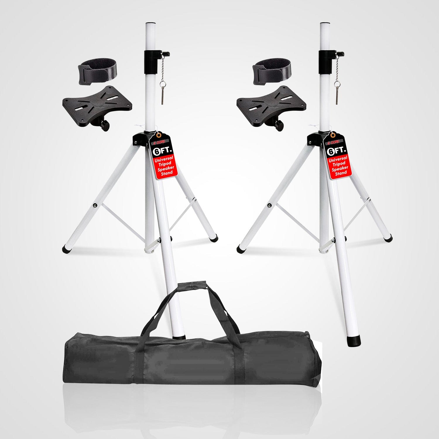 5 CORE - Speaker Stand Pair Adjustable Heavy Duty PA DJ Tripod Studio Monitor Stands w 35mm Insert - White