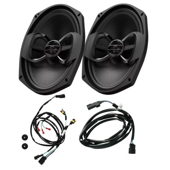 Infinity - PERFECTNTCKIT 2 Speaker plug n play Add On kit for 2014 up Harley Davidson for Lower fairing Without Twin Coole - Black