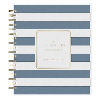 2026 Blue Sky Day Designer Rugby Stripe & Navy Frosted 8" x 10" Daily & Monthly Planner, Plastic Cover (142098-26) - Multicolored