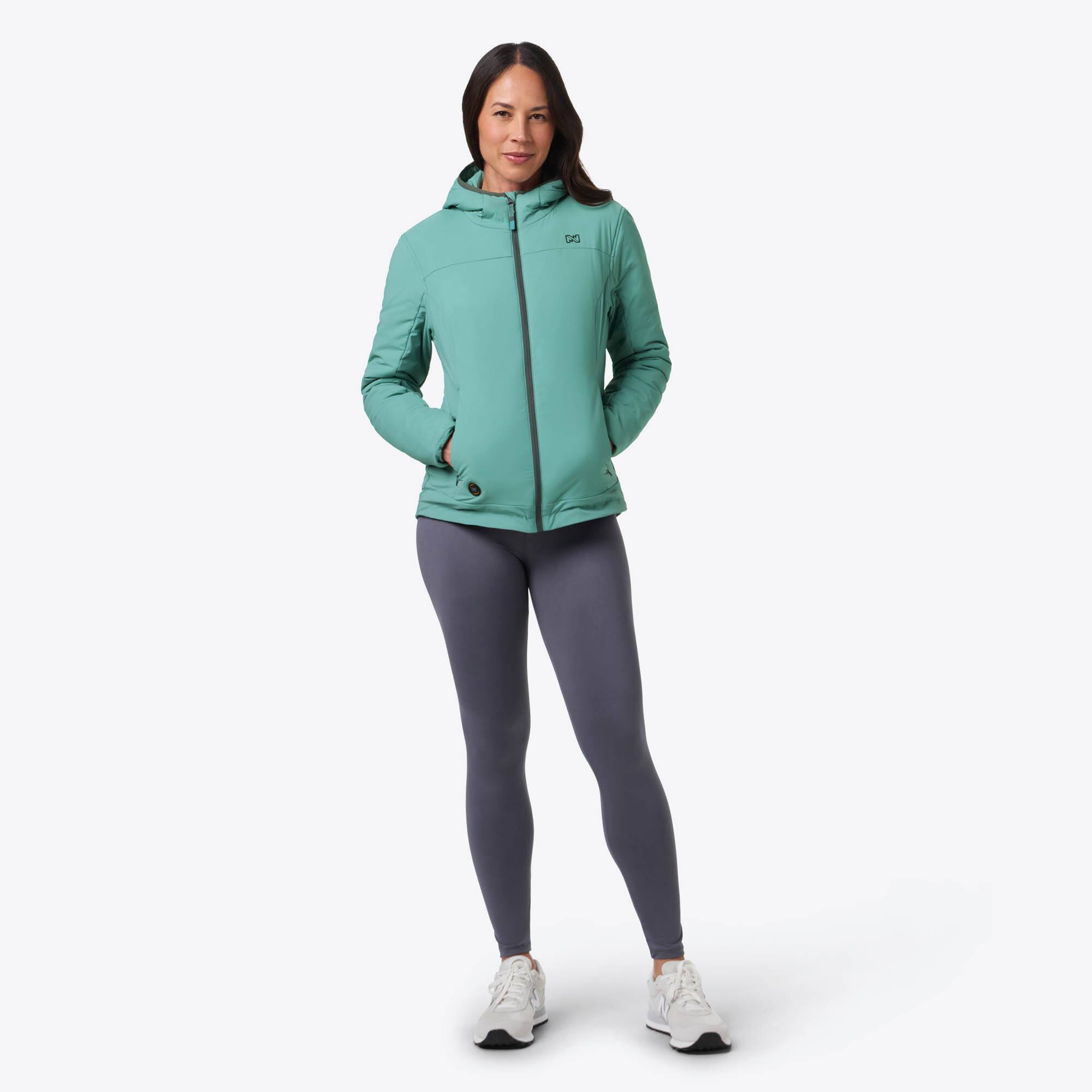 Left. Mobile Warming - Women's Luma Heated Jacket - Teal.