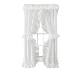 Ellis Curtain - ELLIS 70% Polyester 30% Cotton Stacey Ruffled Prscilla Pairs With Tiebacks 54" x 63" - Ice Cream