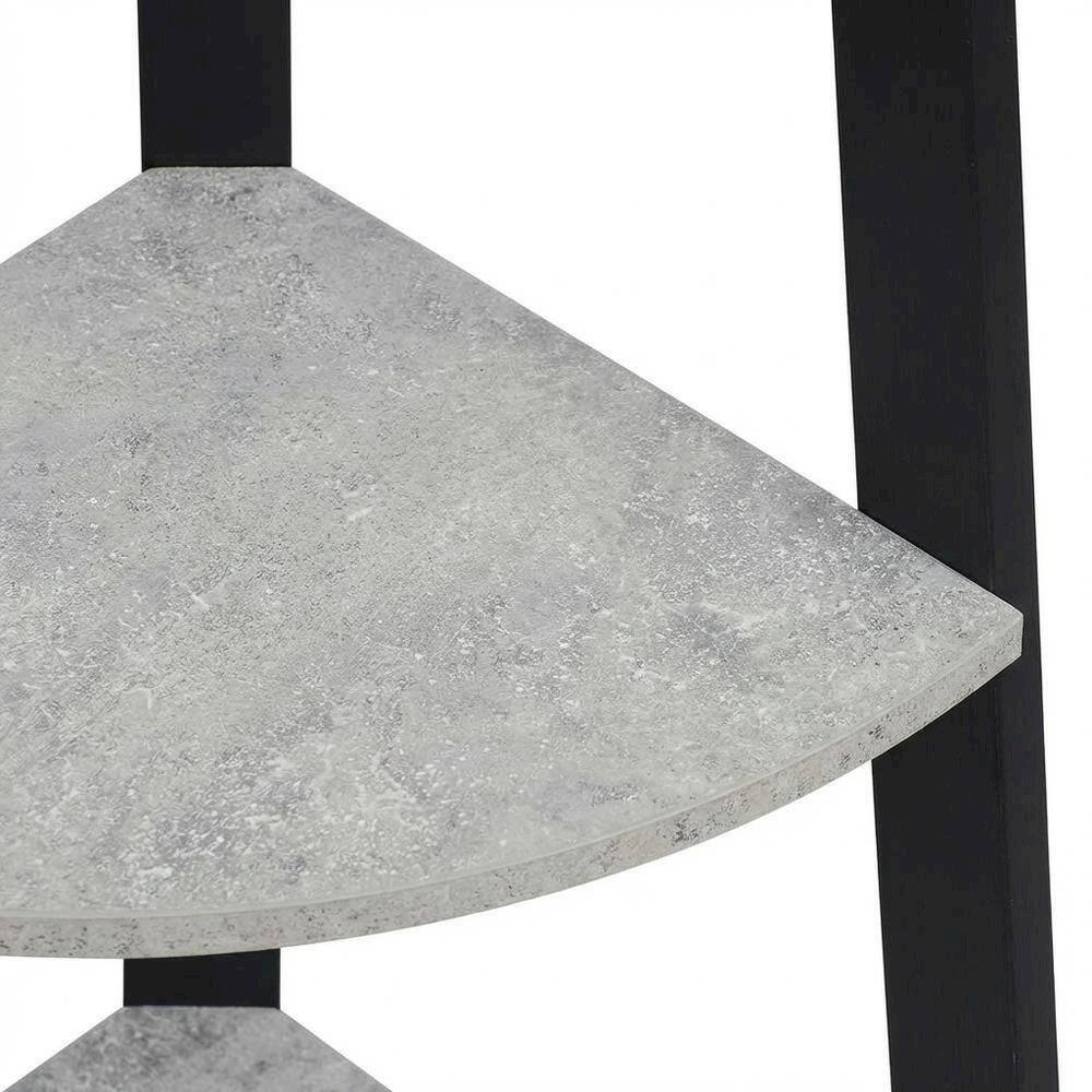 Left. FurniFact - Black 5-Tier Corner Bookshelf with Faux Cement Finish and Modern Style - Faux Cement.