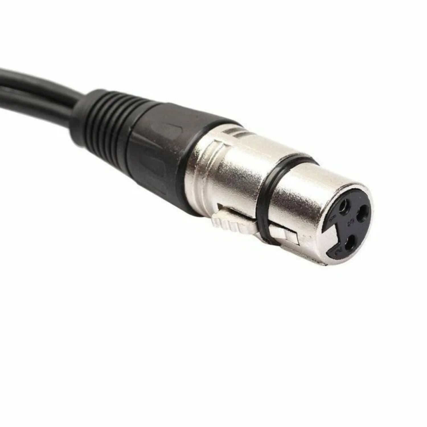 Left. Stock Preferred - 1ft XLR 3-Pin Female to Dual XLR Male Y Splitter Cable Adapter - Black.