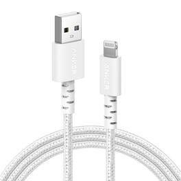 Anker - Refurbished Excellent - 6' Braided Lightning to USB-A Charging Cable - Apple Lightning Connector - White