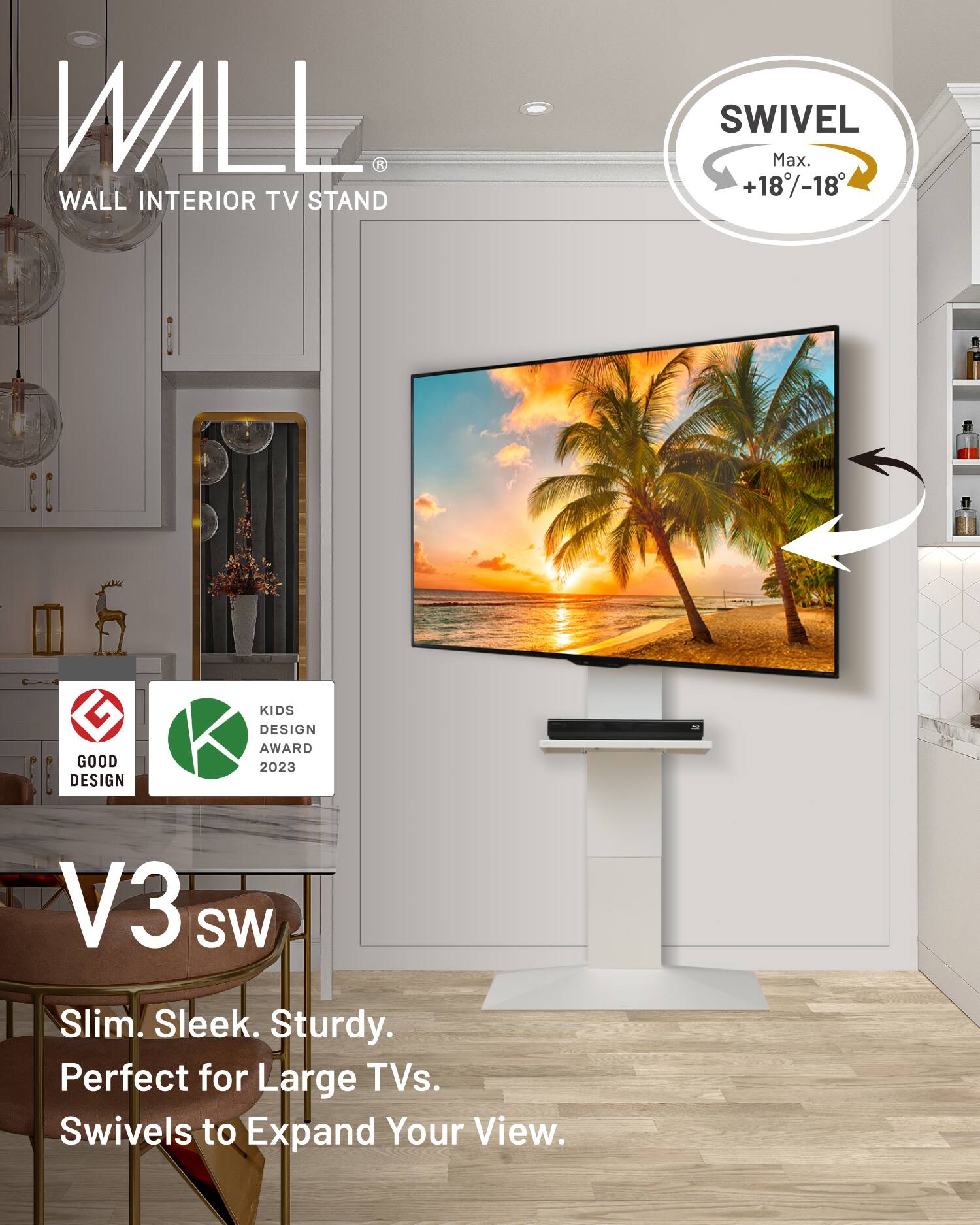 WALL V3 SW High Type – Sleek Shallow Floor TV Stand for Extra