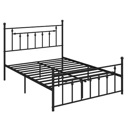 Front. Kadyn - Platform Bed Frame, Bedroom Bed Frame,Full/Queen/Twin Size Heavy-duty Metal Bed Frame with Headboard-Queen Size - Black.