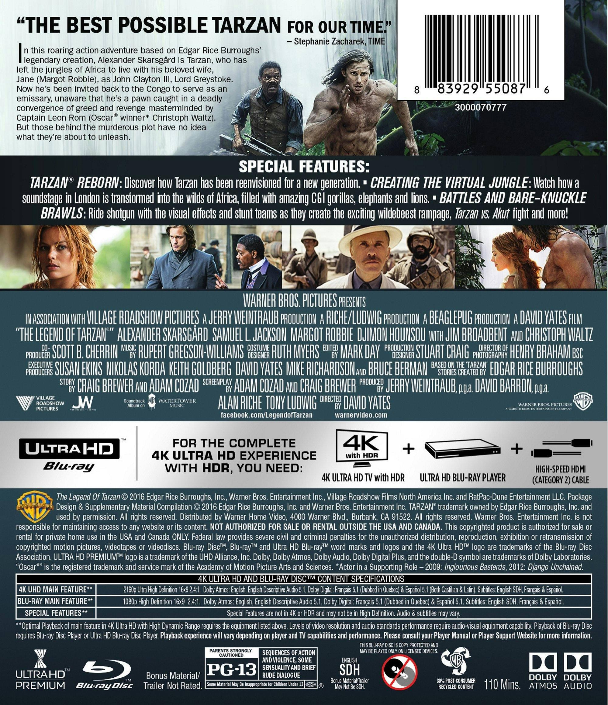 Back. The Legend of Tarzan   - 4K Blu-Ray.