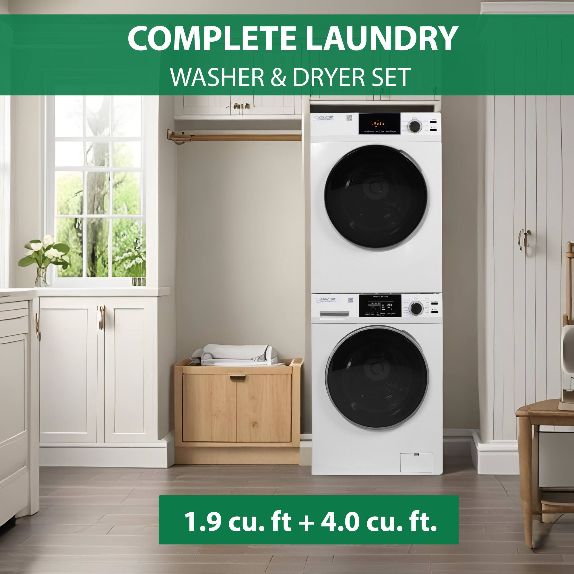 COMPLETE LAUNDRY WASHER & DRYER SET

1.9 cu. ft + 4.0 cu. ft.